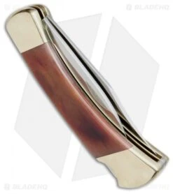 Buck Knives Buck 110/112 Combo Trapper Pocket Knife 4.75" Brown Bone 0110BNSSM1-B -Buck Knives Shop Buck 110 112 Combo Trapper 4.75in Brown Bone BU11284 BHQ 69355 jr side