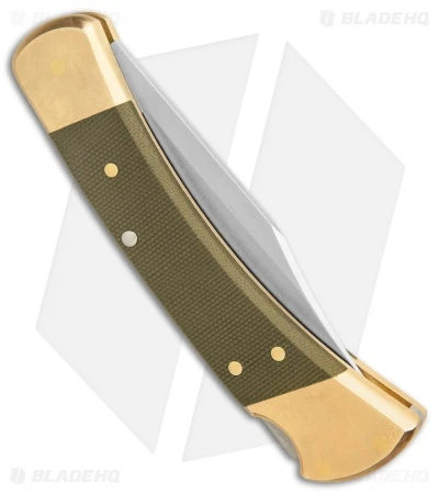Buck Knives Buck 110 Automatic Knife OD Green Canvas Micarta/Brushed Brass (3.75" SW) 2 Buck Knives Buck 110 Automatic Knife OD Green Canvas Micarta/Brushed Brass (3.75" SW) - Image 2