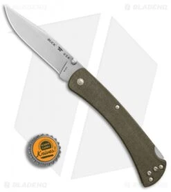 Buck Knives Buck 110 Slim Pro Lockback Knife OD Green Micarta (3.75" Satin) -Buck Knives Shop Buck 110 Hunter Slim Pro OD Green Micarta Satin BHQ 88721 er bottlecap