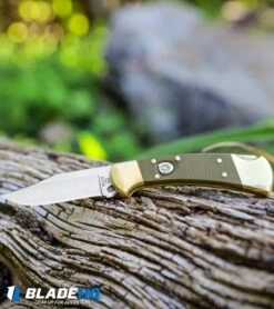 Buck Knives Buck 112 Exclusive Automatic Knife Green Micarta/Brass (3" Satin) -Buck Knives Shop Buck 112 Exclusive Automatic Knife Green Micarta Brass Satin BHQ 101545 kp log web