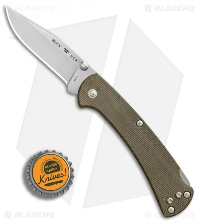 Buck Knives Buck 112 Slim Pro Lockback Folding Knife OD Green Micarta (3" Satin) 4 Buck Knives Buck 112 Slim Pro Lockback Folding Knife OD Green Micarta (3" Satin) - Image 4