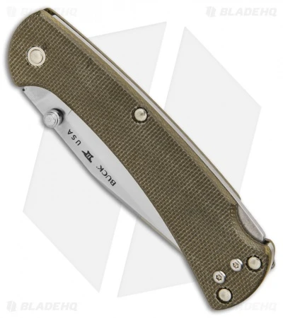 Buck Knives Buck 112 Slim Pro Lockback Folding Knife OD Green Micarta (3" Satin) 3 Buck Knives Buck 112 Slim Pro Lockback Folding Knife OD Green Micarta (3" Satin) - Image 3
