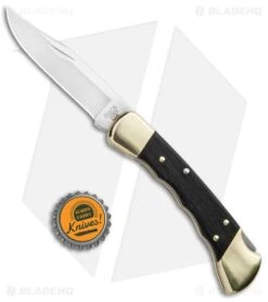 Buck Knives Buck 110 Folding Hunter Finger Grooved Knife Ebony (3.75" Satin) 0110BRSFG -Buck Knives Shop Buck Folding Hunter Macassar BHQ 41172 jr bottlecap large