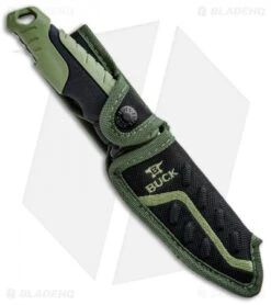Buck Knives Buck Pursuit Large Guthook Fixed Blade Knife Green GFN (4.5" Satin) 0657GRG -Buck Knives Shop Buck Pursuit Large Guthook Green GFN Satin 0657GRG BHQ 92941 jr sheath