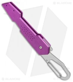 Buck Knives Buck Revolution Plunge Lock Knife W/ Carabiner Purple (3" Satin Serr) B437 -Buck Knives Shop Buck Revolution Plunge Carabiner Purple Satin Serr B437 PLX 0 BHQ 71291 jr side