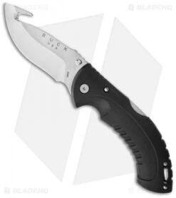 Buck Knives Buck Folding Omni Hunter 12PT Guthook Knife Black (4" Satin Plain) 0398BKG
