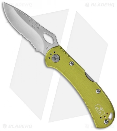 Buck Knives Buck SpitFire Green Folding Knife (3.25" Satin Serr) 0722GRX1 1 Buck Knives Buck SpitFire Green Folding Knife (3.25" Satin Serr) 0722GRX1